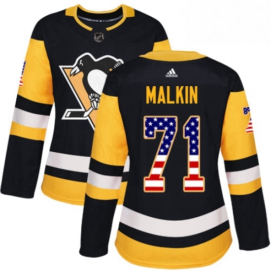 Womens Adidas Pittsburgh Penguins 71 Evgeni Malkin Authentic Black USA Flag Fashion NHL Jersey Womens Adidas Pittsburgh Penguins 71 Evgeni Malkin Authentic Black USA Flag Fashion NHL Jersey