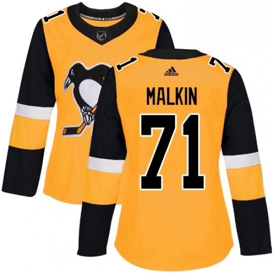 Womens Adidas Pittsburgh Penguins 71 Evgeni Malkin Authentic Gold Alternate NHL Jersey Womens Adidas Pittsburgh Penguins 71 Evgeni Malkin Authentic Gold Alternate NHL Jersey