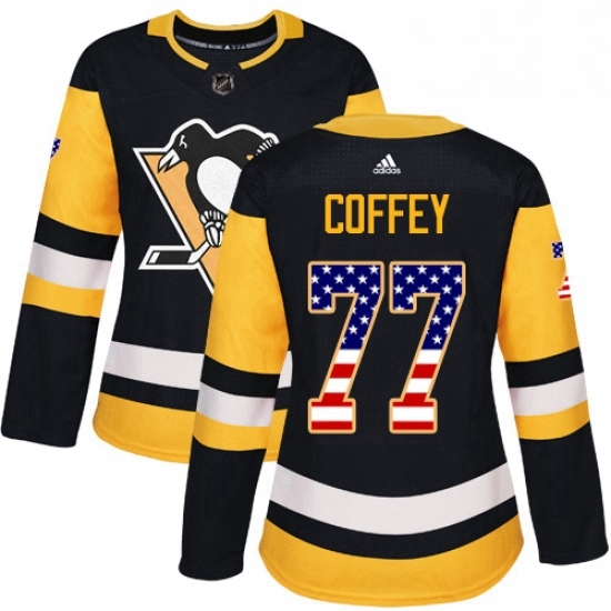 Womens Adidas Pittsburgh Penguins 77 Paul Coffey Authentic Black USA Flag Fashion NHL Jersey Womens Adidas Pittsburgh Penguins 77 Paul Coffey Authentic Black USA Flag Fashion NHL Jersey