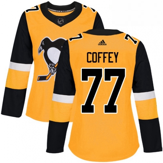 Womens Adidas Pittsburgh Penguins 77 Paul Coffey Authentic Gold Alternate NHL Jersey Womens Adidas Pittsburgh Penguins 77 Paul Coffey Authentic Gold Alternate NHL Jersey