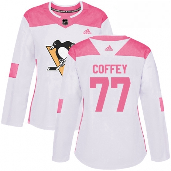 Womens Adidas Pittsburgh Penguins 77 Paul Coffey Authentic WhitePink Fashion NHL Jersey Womens Adidas Pittsburgh Penguins 77 Paul Coffey Authentic WhitePink Fashion NHL Jersey
