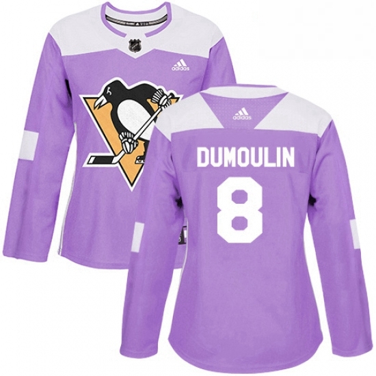 Womens Adidas Pittsburgh Penguins 8 Brian Dumoulin Authentic Purple Fights Cancer Practice NHL Jersey Womens Adidas Pittsburgh Penguins 8 Brian Dumoulin Authentic Purple Fights Cancer Practice NHL Jersey