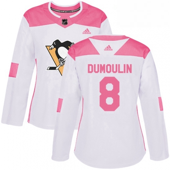 Womens Adidas Pittsburgh Penguins 8 Brian Dumoulin Authentic WhitePink Fashion NHL Jersey Womens Adidas Pittsburgh Penguins 8 Brian Dumoulin Authentic WhitePink Fashion NHL Jersey
