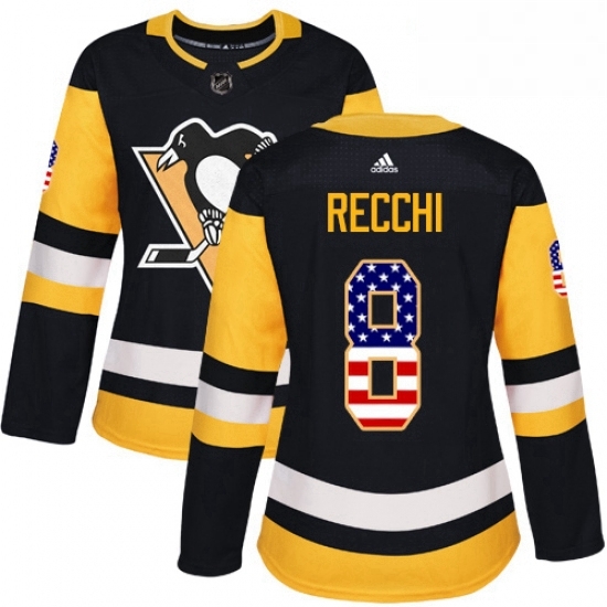 Womens Adidas Pittsburgh Penguins 8 Mark Recchi Authentic Black USA Flag Fashion NHL Jersey Womens Adidas Pittsburgh Penguins 8 Mark Recchi Authentic Black USA Flag Fashion NHL Jersey