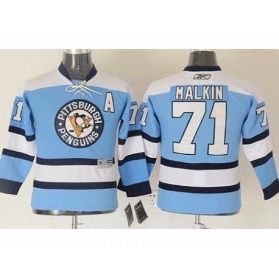 Kids Pittsburgh Penguins 71 Evgeni Malkin Blue Stitched NHL Jersey Kids Pittsburgh Penguins 71 Evgeni Malkin Blue Stitched NHL Jersey
