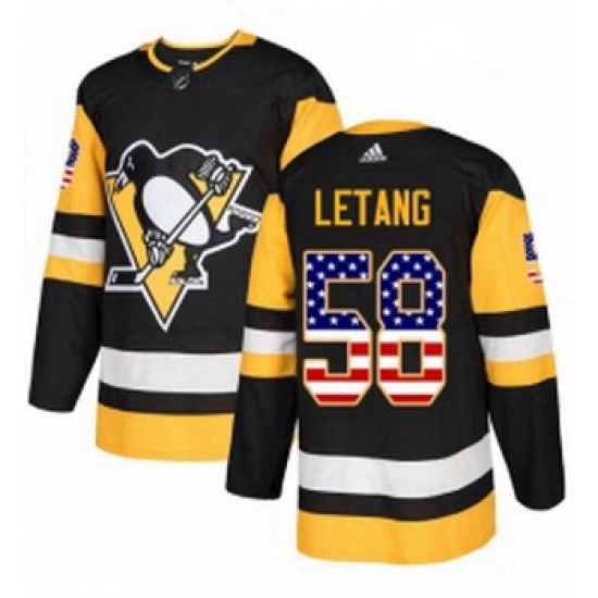 Youth Adidas Pittsburgh Penguins 58 Kris Letang Authentic Black USA Flag Fashion NHL Jersey Youth Adidas Pittsburgh Penguins 58 Kris Letang Authentic Black USA Flag Fashion NHL Jersey