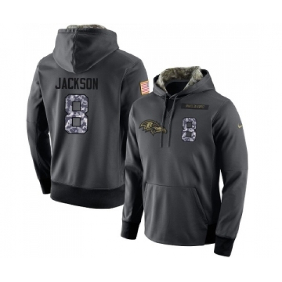 Football Mens Baltimore Ravens 8 Lamar Jackson Stitched Black Anthracite Salute to Service Player Performance Hoodie Football Mens Baltimore Ravens 8 Lamar Jackson Stitched Black Anthracite Salute to Service Player Performance Hoodie