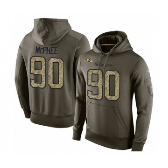 Football Mens Baltimore Ravens 90 Pernell McPhee Green Salute To Service Pullover Hoodie Football Mens Baltimore Ravens 90 Pernell McPhee Green Salute To Service Pullover Hoodie