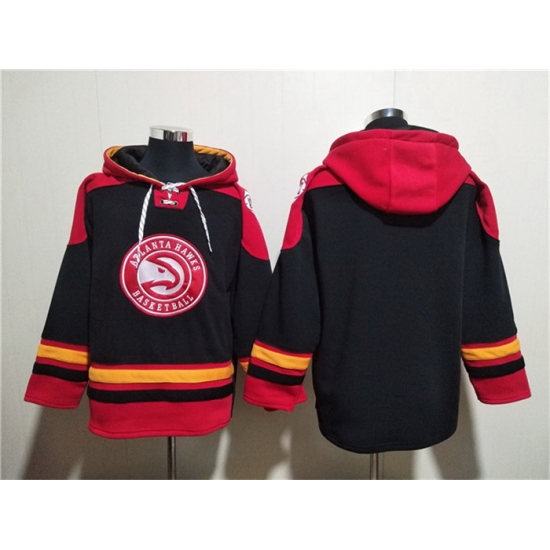 Men Atlanta Hawks Blank Black Red Lace Up Pullover Hoodie Men Atlanta Hawks Blank Black Red Lace Up Pullover Hoodie