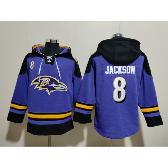 Men Baltimore Ravens 8 Lamar Jackson Ageless Must Have Lace Up Pullover Hoodie Men Baltimore Ravens 8 Lamar Jackson Ageless Must Have Lace Up Pullover Hoodie