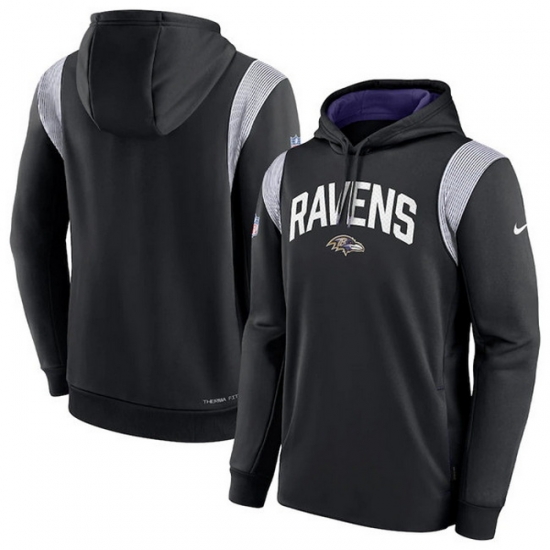 Men Baltimore Ravens Black Sideline Stack Performance Pullover Hoodie 002 Men Baltimore Ravens Black Sideline Stack Performance Pullover Hoodie 002
