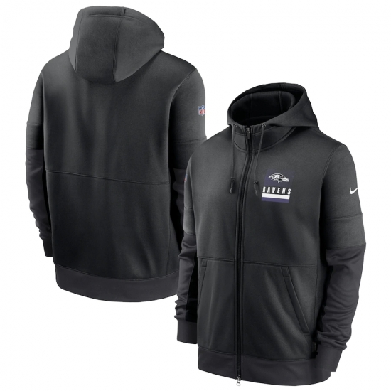 Men Baltimore Ravens New 2020 Nike Gray Black Fan Gear Mascot Performance Full Zip Hoodie Men Baltimore Ravens New 2020 Nike Gray Black Fan Gear Mascot Performance Full Zip Hoodie