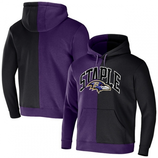 Men Baltimore Ravens Purple Black Split Logo Pullover Hoodie Men Baltimore Ravens Purple Black Split Logo Pullover Hoodie