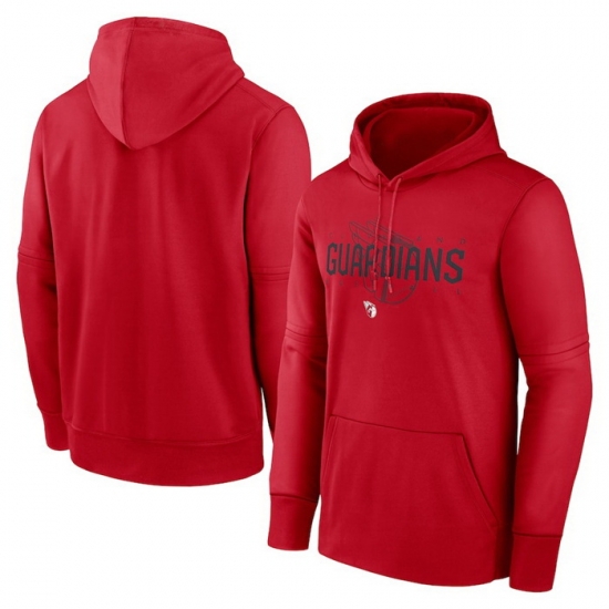 Men Cleveland Guardians Red Pregame Performance Pullover Hoodie Men Cleveland Guardians Red Pregame Performance Pullover Hoodie