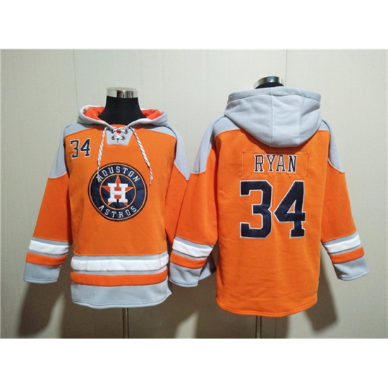 Men Houston Astros 34 Nolan Ryan Orange Ageless Must Have Lace Up Pullover Hoodie Men Houston Astros 34 Nolan Ryan Orange Ageless Must Have Lace Up Pullover Hoodie