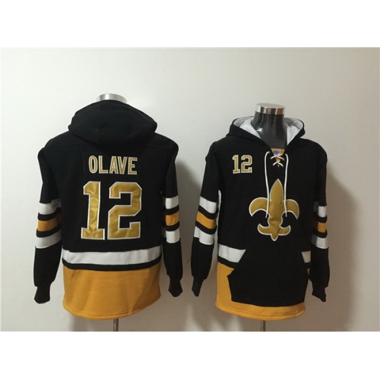 Men New Orleans Saints 12 Chris Olave Black Ageless Must Have Lace Up Pullover Hoodie Men New Orleans Saints 12 Chris Olave Black Ageless Must Have Lace Up Pullover Hoodie