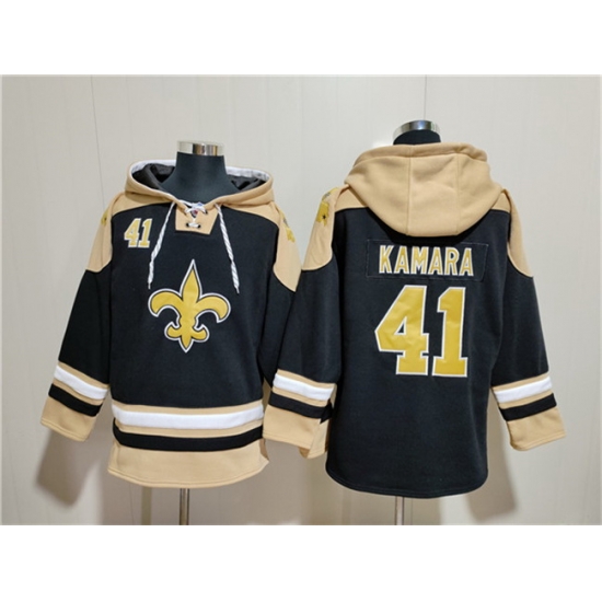 Men New Orleans Saints 41 Alvin Kamara Black Ageless Must Have Lace Up Pullover Hoodie Men New Orleans Saints 41 Alvin Kamara Black Ageless Must Have Lace Up Pullover Hoodie