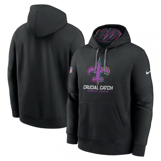 Men New Orleans Saints Black 2024 Crucial Catch Club Pullover Hoodie Men New Orleans Saints Black 2024 Crucial Catch Club Pullover Hoodie