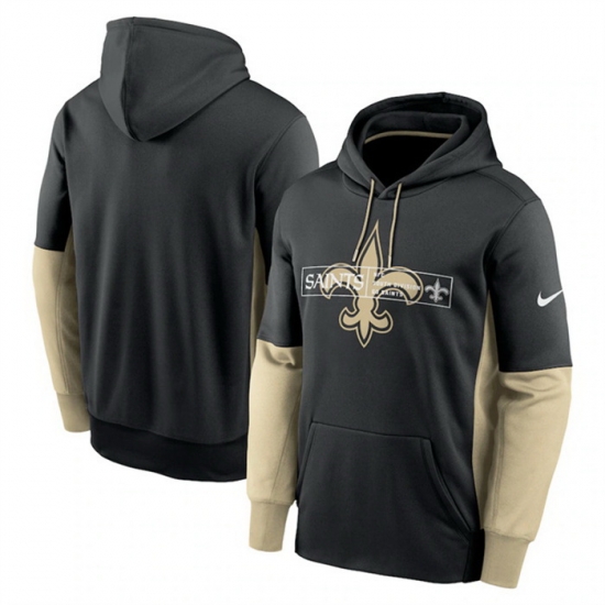Men New Orleans Saints Black Color Block Fleece Performance Pullover Hoodie Men New Orleans Saints Black Color Block Fleece Performance Pullover Hoodie