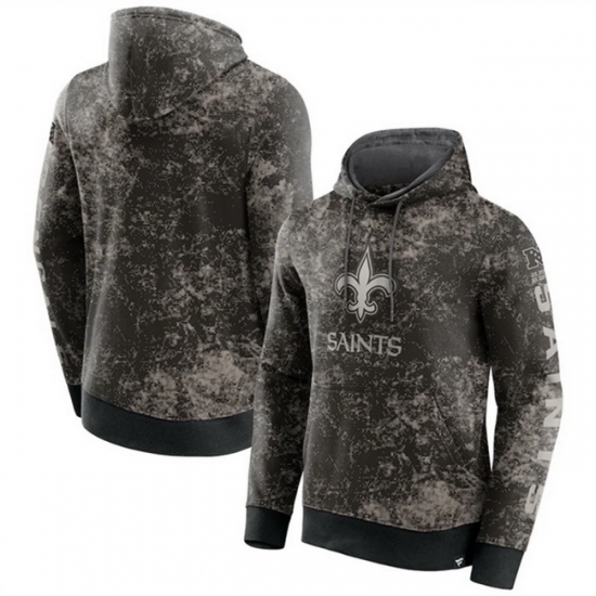 Men New Orleans Saints Black Gray Blackout Tonal Pullover Hoodie Men New Orleans Saints Black Gray Blackout Tonal Pullover Hoodie