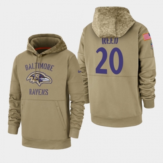 Mens Baltimore Ravens 20 Ed Reed 2019 Salute to Service Sideline Therma Pullover Hoodie Tan Mens Baltimore Ravens 20 Ed Reed 2019 Salute to Service Sideline Therma Pullover Hoodie Tan