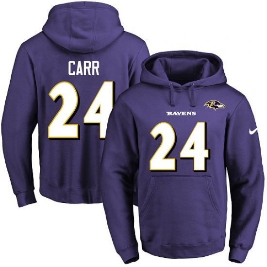 NFL Mens Nike Baltimore Ravens 24 Brandon Carr Purple Name Number Pullover Hoodie NFL Mens Nike Baltimore Ravens 24 Brandon Carr Purple Name Number Pullover Hoodie