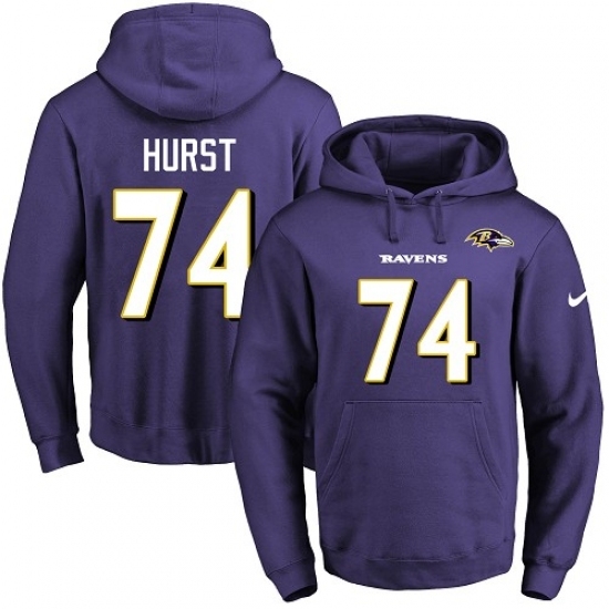 NFL Mens Nike Baltimore Ravens 74 James Hurst Purple Name Number Pullover Hoodie NFL Mens Nike Baltimore Ravens 74 James Hurst Purple Name Number Pullover Hoodie