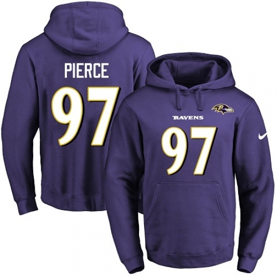 NFL Mens Nike Baltimore Ravens 97 Michael Pierce Purple Name Number Pullover Hoodie NFL Mens Nike Baltimore Ravens 97 Michael Pierce Purple Name Number Pullover Hoodie