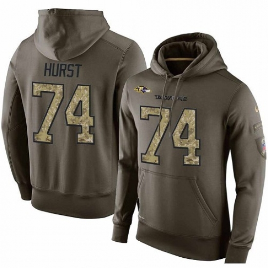 NFL Nike Baltimore Ravens 74 James Hurst Green Salute To Service Mens Pullover Hoodie NFL Nike Baltimore Ravens 74 James Hurst Green Salute To Service Mens Pullover Hoodie
