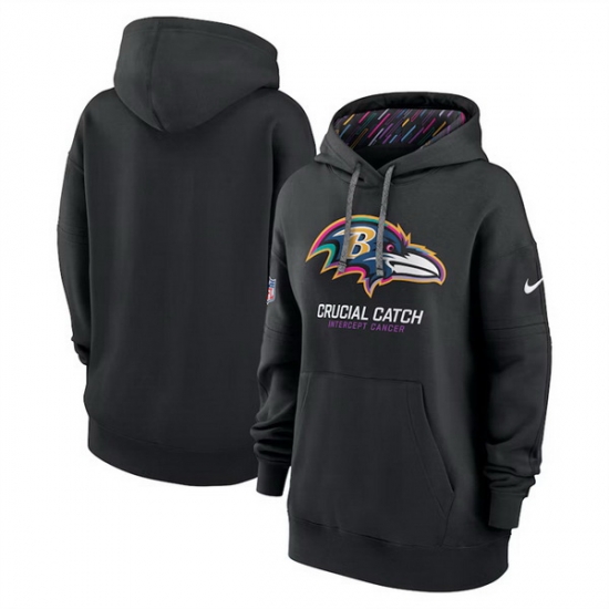 Women Baltimore Ravens Black 2024 Crucial Catch Club Pullover Hoodie Women Baltimore Ravens Black 2024 Crucial Catch Club Pullover Hoodie