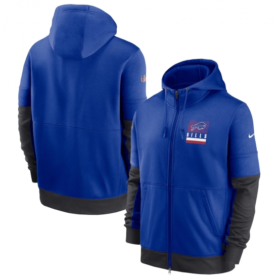 Men Buffalo Bills New 2020 Nike Royal Gray Fan Gear Mascot Performance Full Zip Hoodie Men Buffalo Bills New 2020 Nike Royal Gray Fan Gear Mascot Performance Full Zip Hoodie