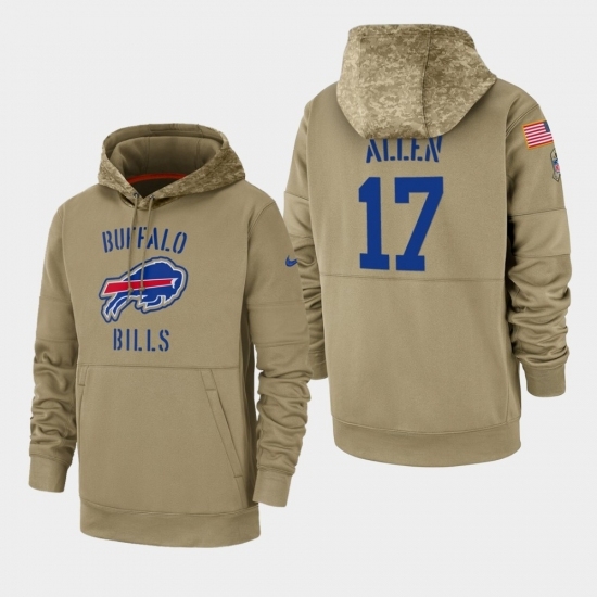 Mens Buffalo Bills 17 Josh Allen 2019 Salute to Service Sideline Therma Pullover Hoodie Tan Mens Buffalo Bills 17 Josh Allen 2019 Salute to Service Sideline Therma Pullover Hoodie Tan