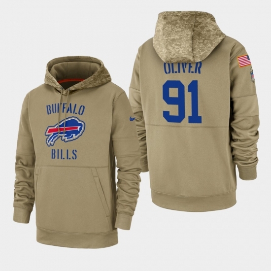 Mens Buffalo Bills 91 Ed Oliver 2019 Salute to Service Sideline Therma Pullover Hoodie Tan Mens Buffalo Bills 91 Ed Oliver 2019 Salute to Service Sideline Therma Pullover Hoodie Tan