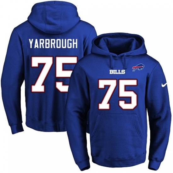 NFL Mens Nike Buffalo Bills 75 Eddie Yarbrough Royal Blue Name Number Pullover Hoodie NFL Mens Nike Buffalo Bills 75 Eddie Yarbrough Royal Blue Name Number Pullover Hoodie