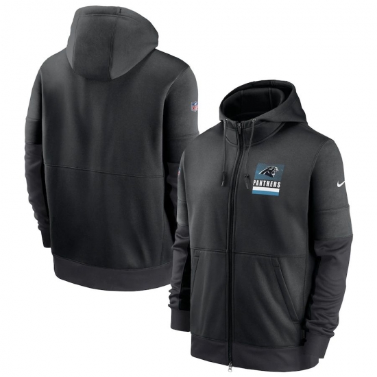 Men Carolina Panthers Nike Sideline Impact Lockup Performance Full Zip Hoodie Black Men Carolina Panthers Nike Sideline Impact Lockup Performance Full Zip Hoodie Black