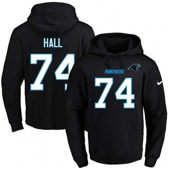 NFL Mens Nike Carolina Panthers 74 Daeshon Hall Black Name Number Pullover Hoodie NFL Mens Nike Carolina Panthers 74 Daeshon Hall Black Name Number Pullover Hoodie