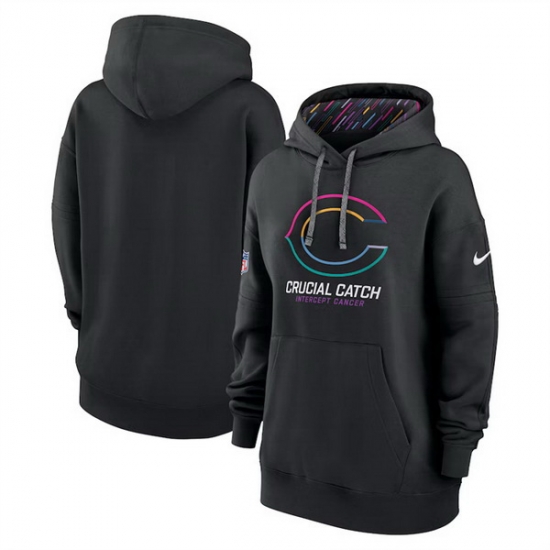 Women Chicago Bears Black 2024 Crucial Catch Club Pullover Hoodie Women Chicago Bears Black 2024 Crucial Catch Club Pullover Hoodie