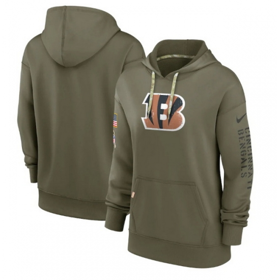 Women Cincinnati Bengals 2022 Olive Salute To Service Therma Performance Pullover Hoodie Women Cincinnati Bengals 2022 Olive Salute To Service Therma Performance Pullover Hoodie