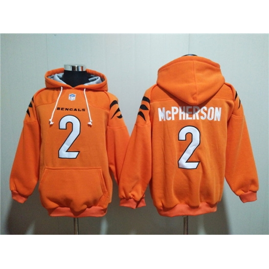 Men Cincinnati Bengals 2 Evan McPherson Orange Pullover Hoodie Men Cincinnati Bengals 2 Evan McPherson Orange Pullover Hoodie