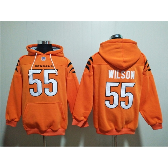 Men Cincinnati Bengals 55 Logan Wilson Orange Pullover Hoodie Men Cincinnati Bengals 55 Logan Wilson Orange Pullover Hoodie