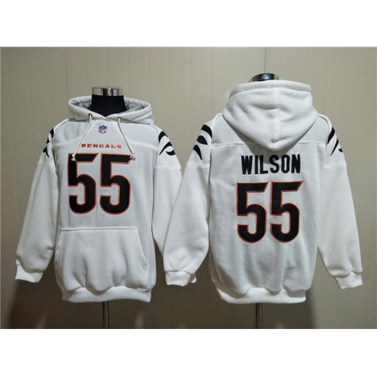 Men Cincinnati Bengals 55 Logan Wilson White Pullover Hoodie Men Cincinnati Bengals 55 Logan Wilson White Pullover Hoodie