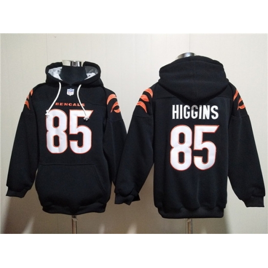 Men Cincinnati Bengals 85 Tee Higgins Black Pullover Hoodie Men Cincinnati Bengals 85 Tee Higgins Black Pullover Hoodie