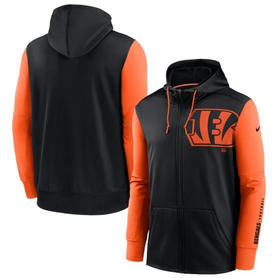 Men Cincinnati Bengals Black Orange Fan Gear Mascot Performance Full Zip Hoodie Men Cincinnati Bengals Black Orange Fan Gear Mascot Performance Full Zip Hoodie
