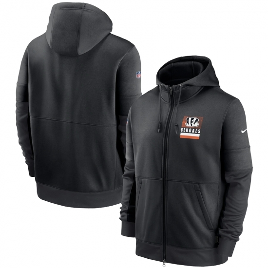 Men Cincinnati Bengals New 2020 Nike Gray Black Fan Gear Mascot Performance Full Zip Hoodie Men Cincinnati Bengals New 2020 Nike Gray Black Fan Gear Mascot Performance Full Zip Hoodie