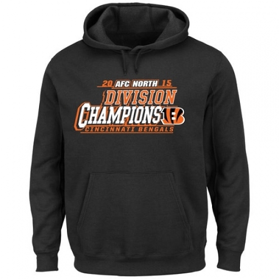 NFL Mens Cincinnati Bengals Majestic Black 2015 AFC North Division Champions Pullover Hoodie NFL Mens Cincinnati Bengals Majestic Black 2015 AFC North Division Champions Pullover Hoodie
