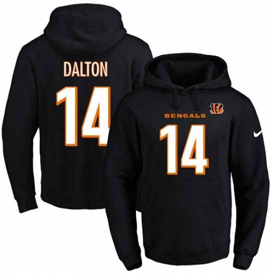 NFL Mens Nike Cincinnati Bengals 14 Andy Dalton Black Name Number Pullover Hoodie NFL Mens Nike Cincinnati Bengals 14 Andy Dalton Black Name Number Pullover Hoodie
