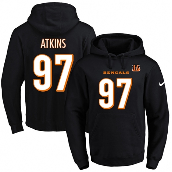 NFL Mens Nike Cincinnati Bengals 97 Geno Atkins Black Name Number Pullover Hoodie NFL Mens Nike Cincinnati Bengals 97 Geno Atkins Black Name Number Pullover Hoodie