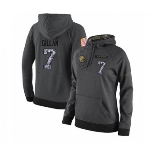 Football Womens Cleveland Browns 7 Jamie Gillan Stitched Black Anthracite Salute to Service Player Performance Hoodie Football Womens Cleveland Browns 7 Jamie Gillan Stitched Black Anthracite Salute to Service Player Performance Hoodie