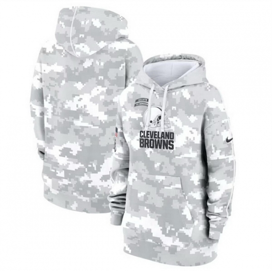 Women Cleveland Browns 2024 Arctic Camo Salute To Service Club Fleece Pullover Hoodie Women Cleveland Browns 2024 Arctic Camo Salute To Service Club Fleece Pullover Hoodie