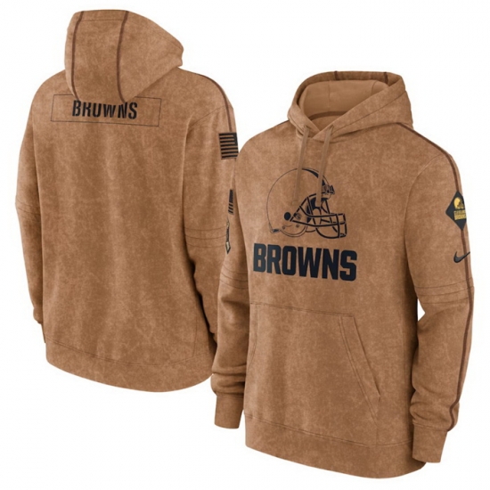 Men Cleveland Browns 2023 Brown Salute To Service Pullover Hoodie Men Cleveland Browns 2023 Brown Salute To Service Pullover Hoodie